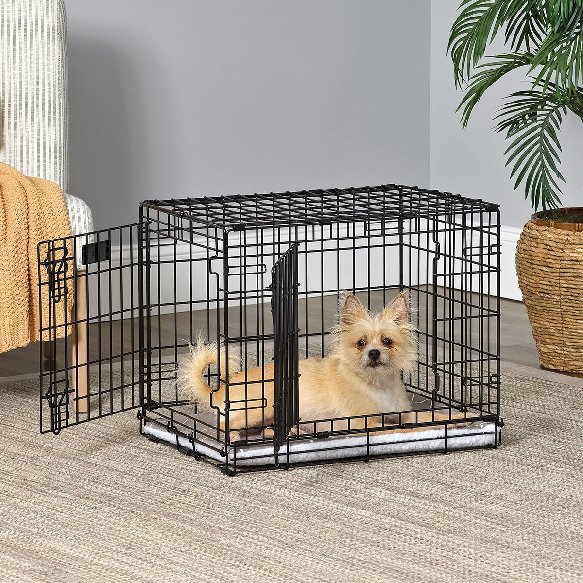 MidWest Homes for Pets Quiet Time Reversible Crate Pan Cover 24' Mushroom Diamond/Fleece, Small
