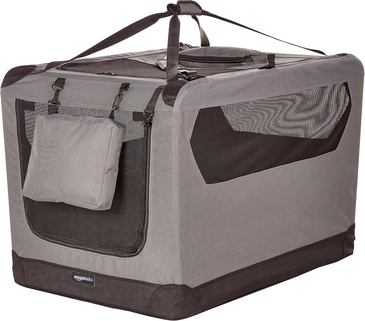 Amazon Basics Portable Folding Soft Pet Dog Crate Carrier Kennel for Large Dogs, Easy to Clean, 36 x 24 x 24 inches, Grey