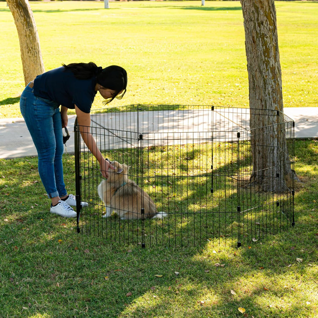 IRIS USA 8-Panel Exercise Pen, Heavy Duty, Black