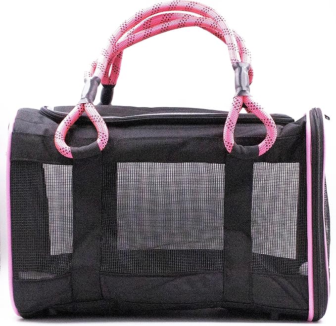 Buddy's Best Airline Approved Pet Carrier Black & Pink Heavy Duty, Fits Under - Image 6