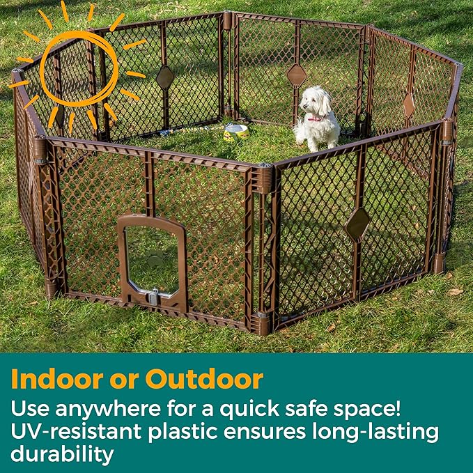 MyPet 8-Panel Petyard Passage: 6.5 ft. Wide 26 in. Tall Brown Freestanding - Image 7