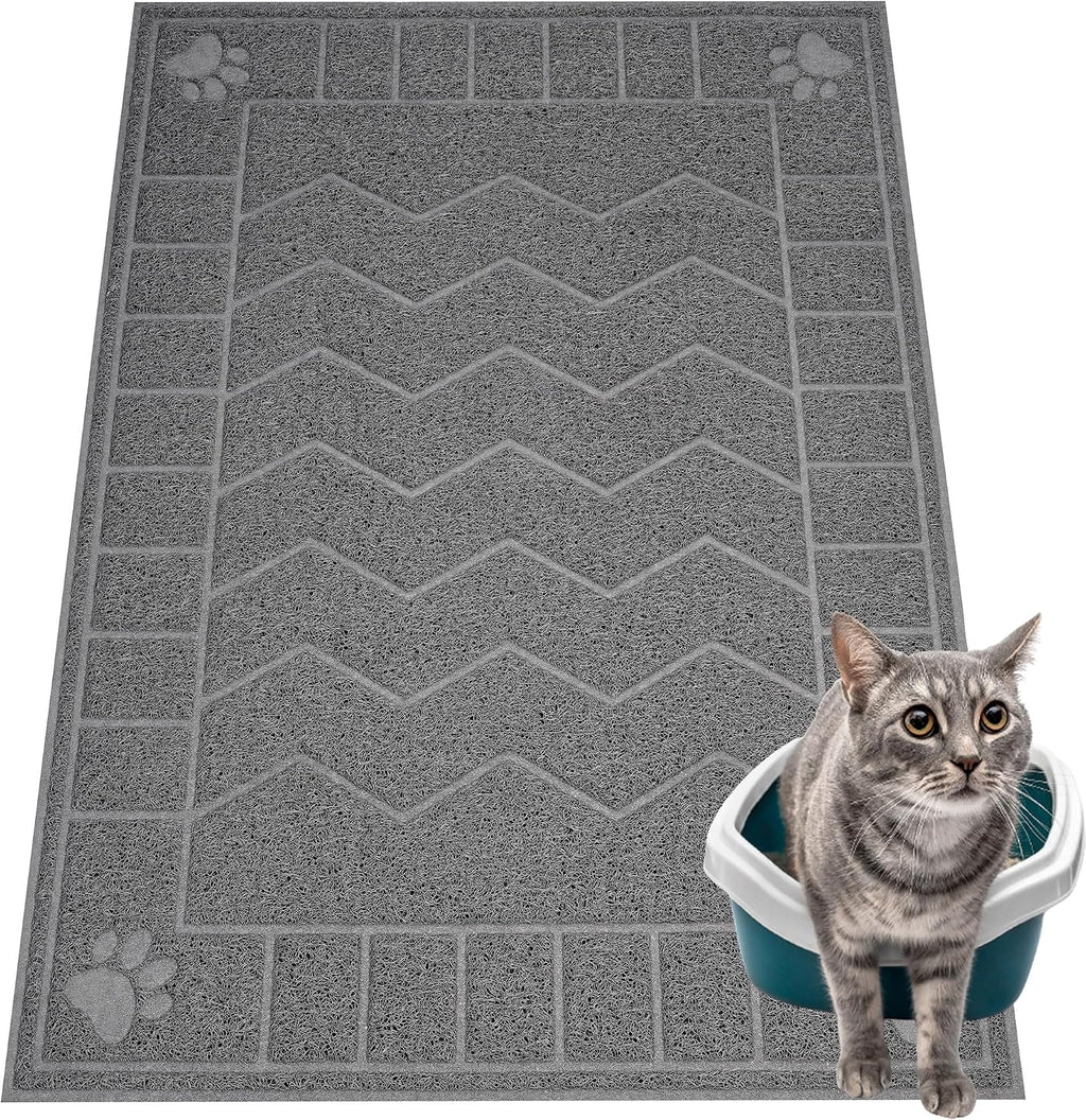 Cat Litter Box Mat, 35" x 24" Large Waterproof Litter Trapping Mat