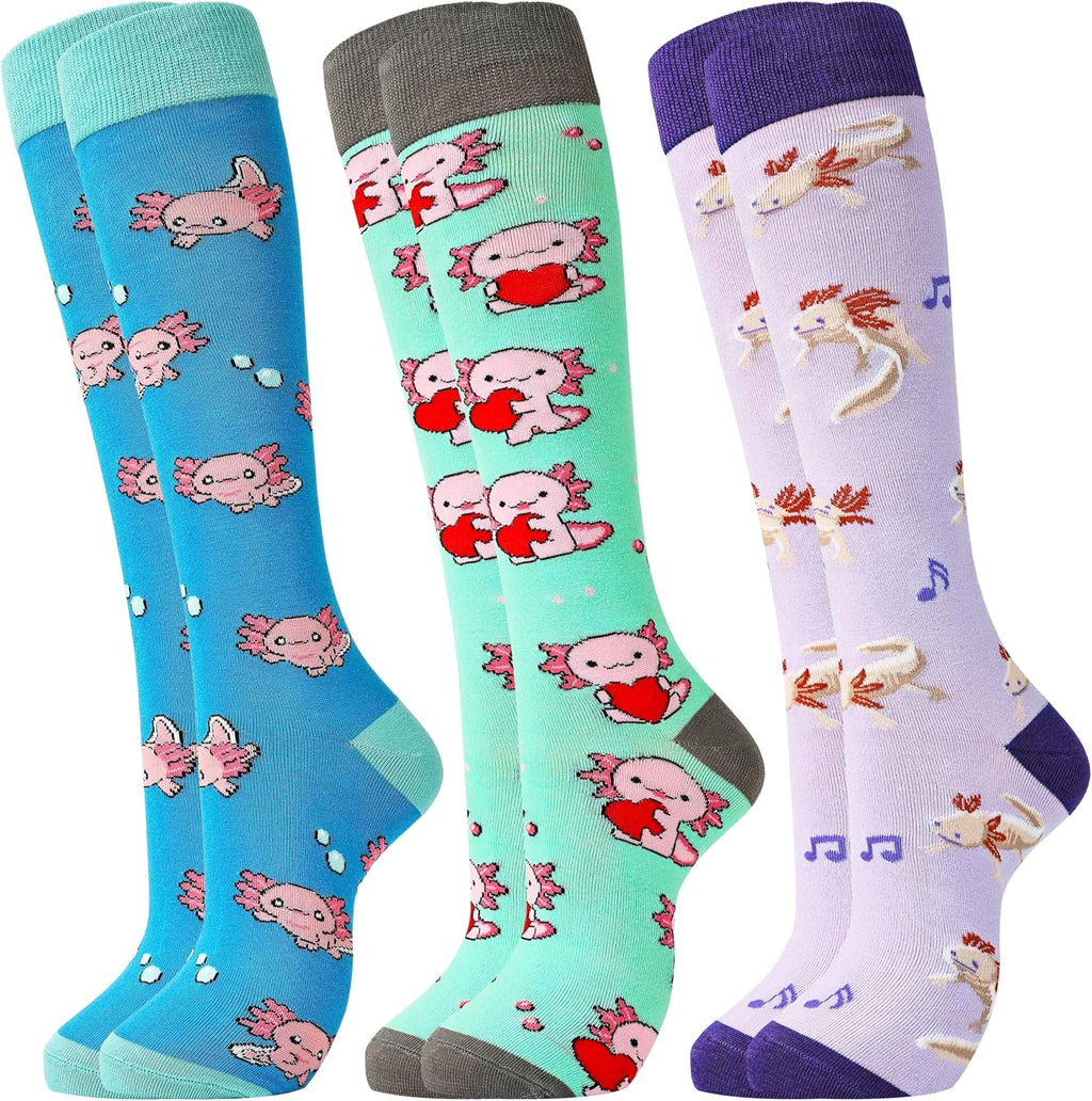 Belloxis 3Pcs Knee High Socks for Women, Cute Birthday Gift for Girls