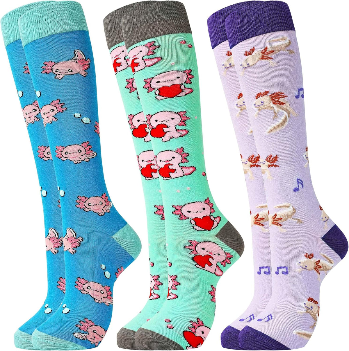 Belloxis 3Pcs Knee High Socks for Women, Cute Birthday Gift for Girls