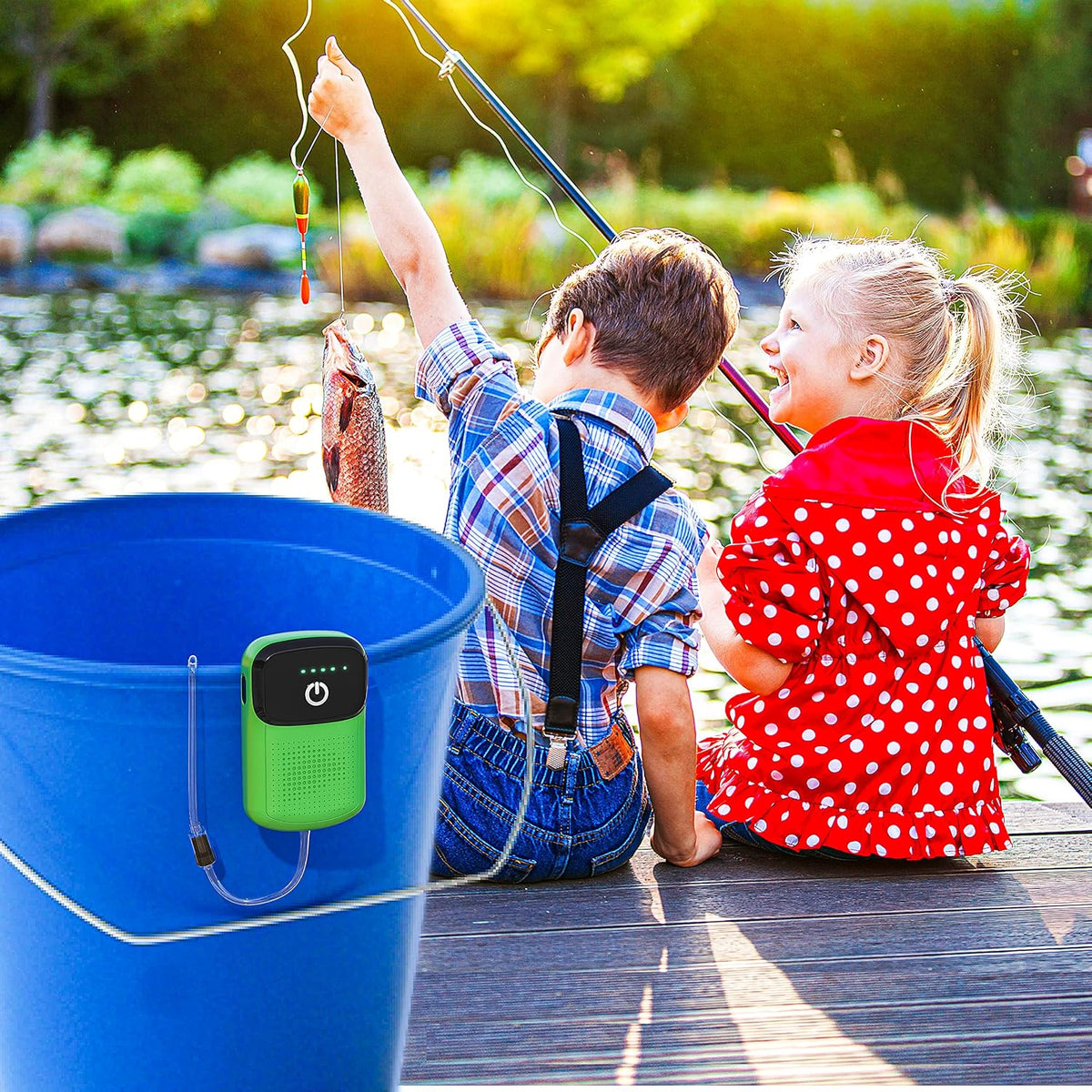 Skywin Portable Aerator for Fish,USB Rechargeable Live Bait Aerator 18–32H Battery, Keeps Bait Alive Anywhere, Quiet Aquarium Water Pump for Buckets, Coolers, Aquariums, Salt & Freshwater