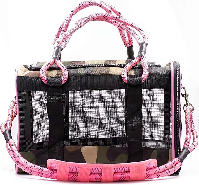 Buddy's Best Airline Approved Pet Carrier – Army Camo & Pink Heavy Duty by Buddysbest