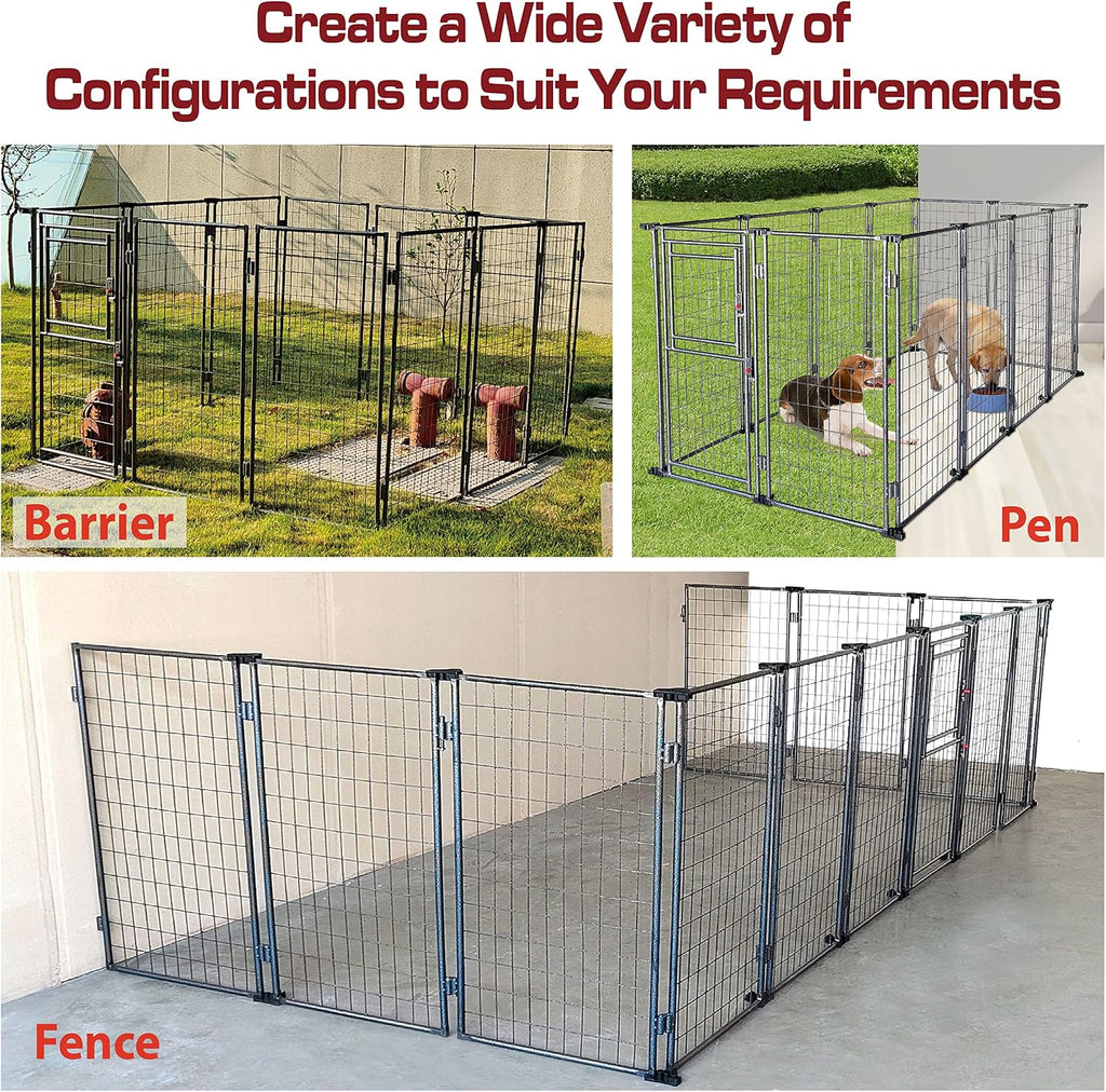 8'*4'*5' Dog Kennel Outdoor with Roof Cover for Large Dogs Heavy Duty Dog Fence Welded Wire Catio Retriever Dog Playpen