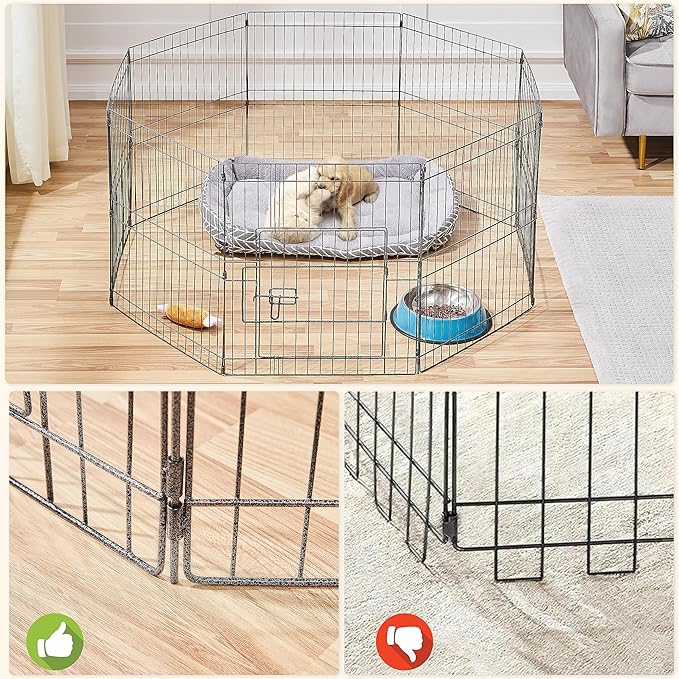 Yaheetech 24" High 8 Panel Foldable Metal Dog Exercise Pen Pet Playpen Dog - Image 6