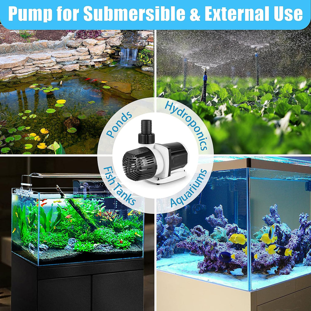 Orlushy Silent Swirl Controllable DC Aquarium Pump with Wave Function/Mode and sine Ultra Quiet Controller for Salt/Freshwater Coral Reef Fish Tank Sump Circulation