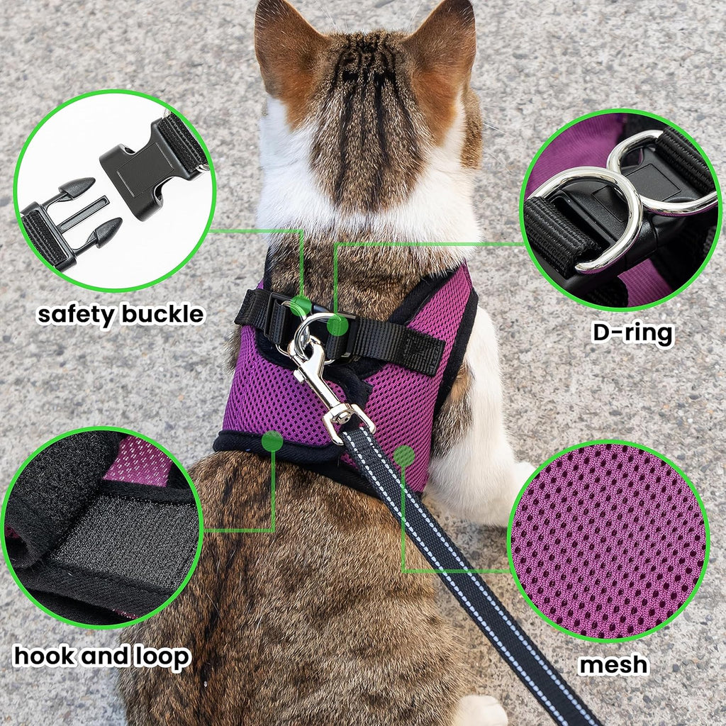 Dog Harness with AirTag Holder & 5 ft Leash Set for Small Dogs